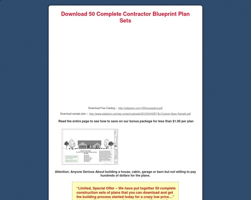 Blueprints for Homes, Cabins, Garages and Barns: Obtain 50 Full Contractor Blueprint Plan Units