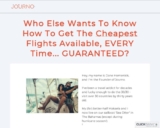 How To E-book The Least expensive Airfare Obtainable, Each Time… By Journo Journey